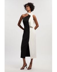 Karen Millen - Soft Tailored Colour Block Bow Midi Dress - Lyst