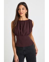 Boohoo - Chiffon Ruched Top - Lyst