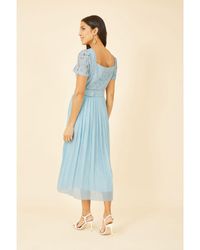 Yumi' - Lace Dress With Pleated Skirt And Belt - Lyst