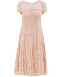 Gina Bacconi - Maribel Cap Sleeve Midi Length Sequin Lace Dress - Lyst