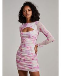 Pink Vanilla - Vanilla Marble Print Letterbox Long Sleeve Dress - Lyst