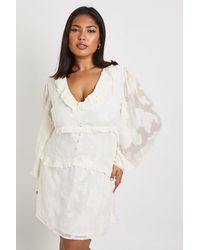 Boohoo - Plus Burnout Chiffon Ruffle Smock Dress - Lyst