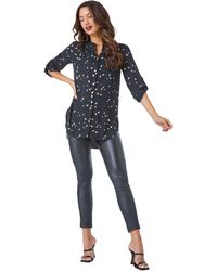 Roman - Foil Heart Print Longline Blouse - Lyst