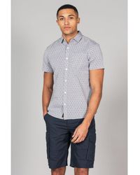 Tokyo Laundry - Light Grey Cotton Short Sleeve Button-up Printed Shirt With Chest Pocket - Lyst