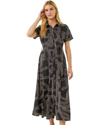 Roman - Geo Linear Print Shirt Midi Dress - Lyst