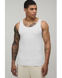 BoohooMAN - Basic Muscle Fit Ribbed Vest - Lyst