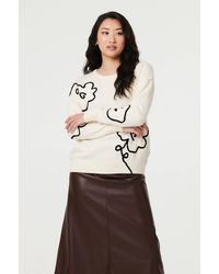 Izabel London - Floral Embroidered Long Sleeve Jumper - Lyst