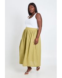 Boohoo - Plus Linen Pocket Midaxi Skirt - Lyst