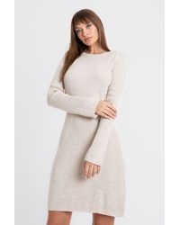 Hiccup - Knitted Round Neck Long Sleeve Mini Dress With A Back Cut Out - Lyst
