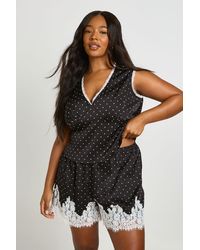 Boohoo - Plus Polka Dot Contrast Lace Short - Lyst