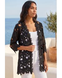 Roman - Crochet Lace Longline Jacket - Lyst