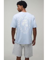 BoohooMAN - Oversized Paradise Beach Club Palm Tree T-Shirt & Short Set - Lyst