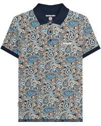 Lambretta - Ss25 Paisley Branded Big & Tall Polo Shirt /Smoke) Cotton - Lyst