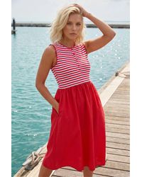 Roman - Petite Stripe Ribbed Midi Dress - Lyst