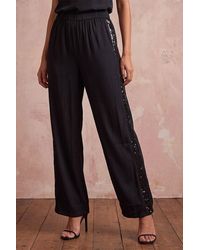 Roman - Sequin Side Stripe Wide Leg Trouser - Lyst