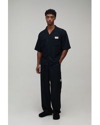 BoohooMAN - Linen Oversized Short Sleeve Cargo Shirt & Baggy Trouser Set - Lyst