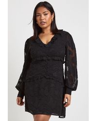 Boohoo - Plus Burnout Chiffon Ruffle Smock Dress - Lyst