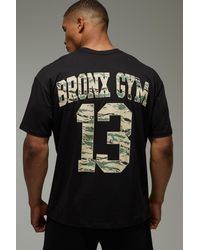 BoohooMAN - Active Camo Bronx Gym Varsity 13 Oversized T-Shirt - Lyst