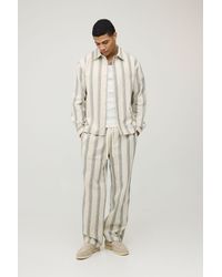 BoohooMAN - Woven Stripe Oversized Long Sleeve Shirt & Relaxed Fit Trouser Set - Lyst