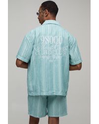 BoohooMAN - Embroidered Pleated Monte Carlo Regular Shirt & Relaxed Short Set - Lyst
