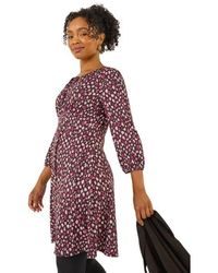 Roman - Petite Spot Tie Front Dress - Lyst