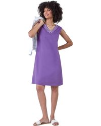 Roman - Cotton Blend Embroidered Pocket Shift Dress - Lyst