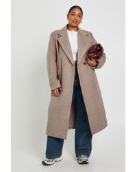 Boohoo - Plus Wool Look Trench Coat - Lyst