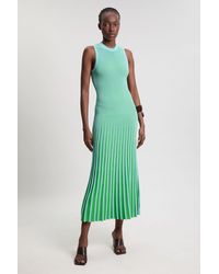 Karen Millen - Petite Knit Stripe Stitch Detail Sleeveless Midi Dress - Lyst