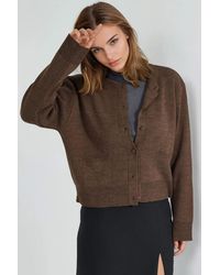 Hiccup - Covered Button Knit Cardigan With Pockets - Lyst