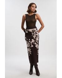 Karen Millen - Jacquard Floral Knitted Skirt - Lyst