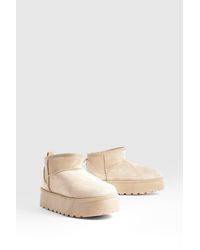 Boohoo - Platform Mini Cosy Boots - Lyst