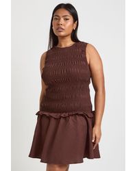 Boohoo - Plus Shirred Racer Neck Skater Dress - Lyst