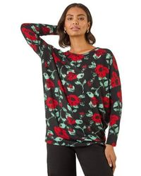 Roman - Floral Print Banded Hem Top - Lyst