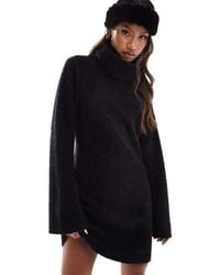 ASOS - Supersoft Fluffy Roll Neck Mini Jumper Dress - Lyst