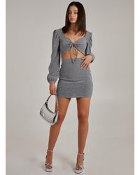 Pink Vanilla - Glitter Puff Sleeve Cut Out Dress - Lyst