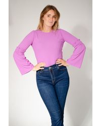 Secret Label - Ribbed Trumpet Sleeve Top - Lyst