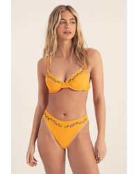 Nasty Gal - Floral Embroidered Picot Trim Triangle Bikini Set - Lyst