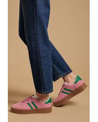 Oasis - Issie Faux Suede Lace Up Platform Trainers - Lyst