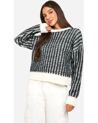 Boohoo - Soft Knit Stripe Detail Knitted Jumper - Lyst