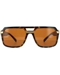 Versace - Square Havana Dark Sunglasses - Lyst