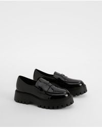 Boohoo - Wide Fit Patent Chunky Sole Loafers - Lyst