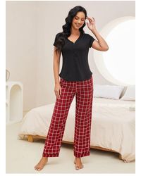 Everyday the Label - Dames V-hals Korte Mouwen Top En Broek Lounge Set - Lyst