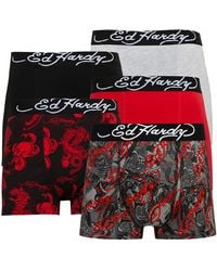 Ed Hardy - 5 Pack Cotton Rich Stretch Athieu Boxers Soft Breathable Underwear - Lyst