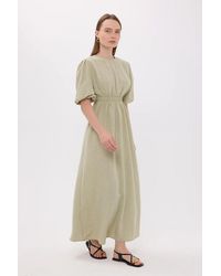 Hiccup - Short Sleeve Round Neck Maxi Dress With Back Cut Out - Lyst