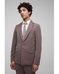 BoohooMAN - Slim Fit Herringbone Suit Blazer - Lyst