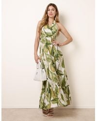 Blue Vanilla - Leaf Print Halter Neck Dress - Lyst
