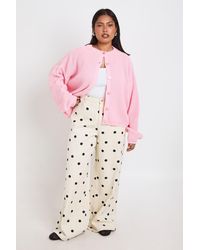 Boohoo - Plus Rib Button Down Knit Cardigan - Lyst