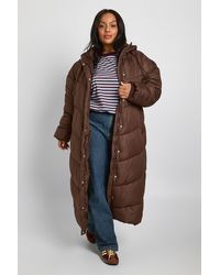 Boohoo - Plus Hooded Quilt Detail Maxi Puffer - Lyst