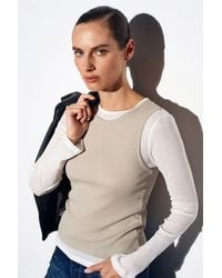Dilvin - Fitted Cotton Crew Neck Long Sleeve Blouse - Lyst