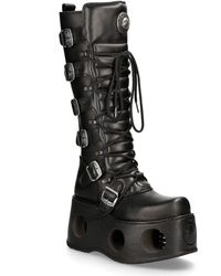New Rock - M-272-S2 Neptuno Metallic Knee High Leather Gothic Boots - Lyst